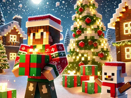 Cover image of Minecraft Christmas Jigsaw: Festive Pixel Art Fun
